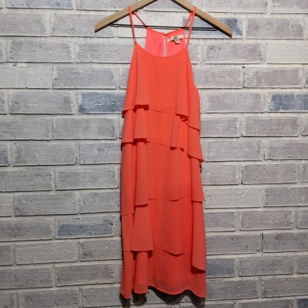 Ya Los Angeles Pink‎ tiered trapeze dress chiffon sz S